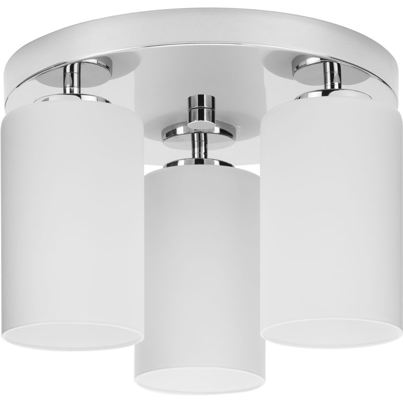 Bromwich Glass Flush Mount, Polished Chrome, Etched White