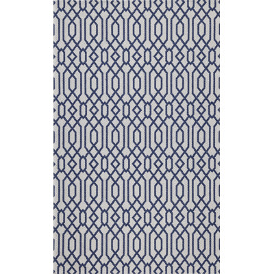 Martha Stewart Cotton Geometric Rug in Blue/Gray