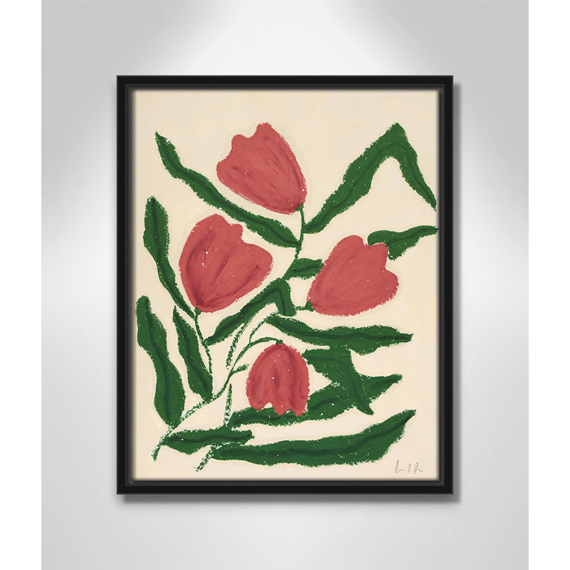 «Colette Red Tulips Print» par Camilla Bergqvist, Noir, H 15,5 po x l 12,5 po