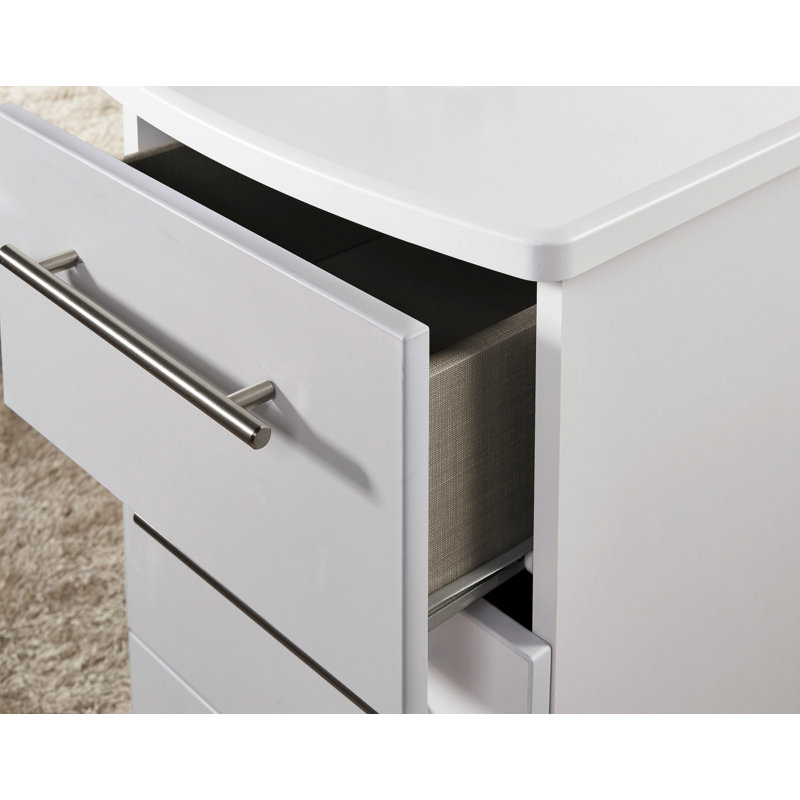 Fully Assembled Levine 4 Drawer Chest, Grey Matt