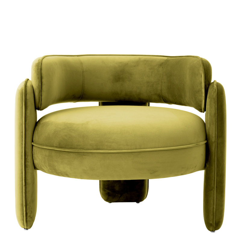 Fauteuil demi-tonneau Chaplin, Polyester vert Savona Vintage