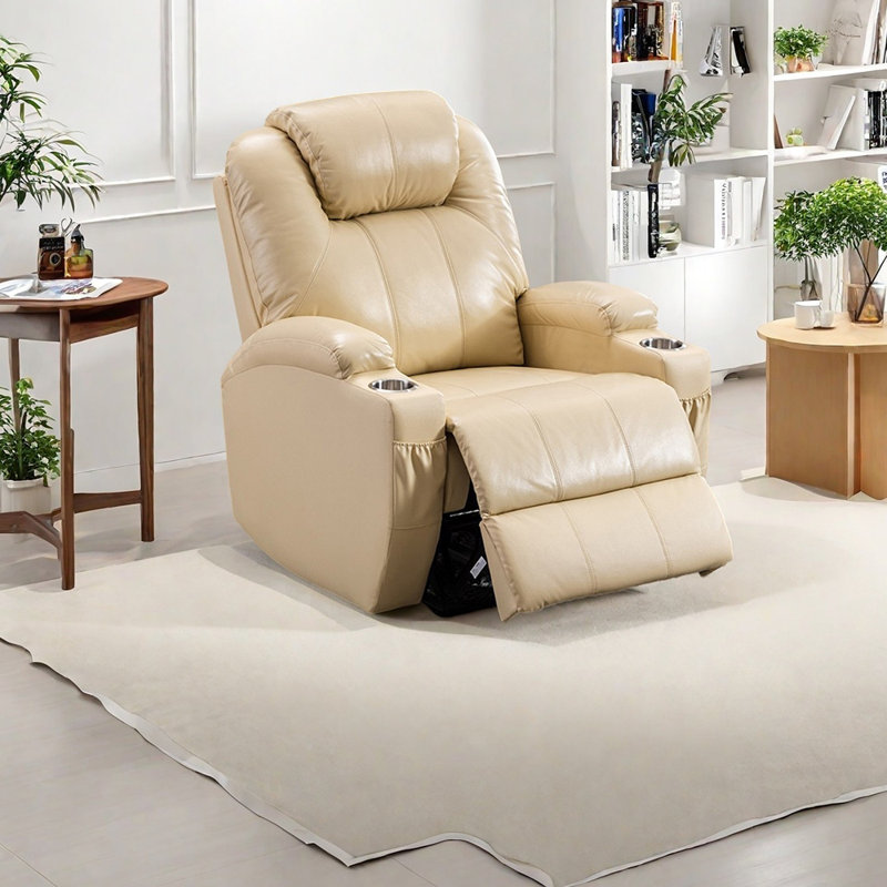Fauteuil inclinable ergonomique en similicuir respirant, Beige