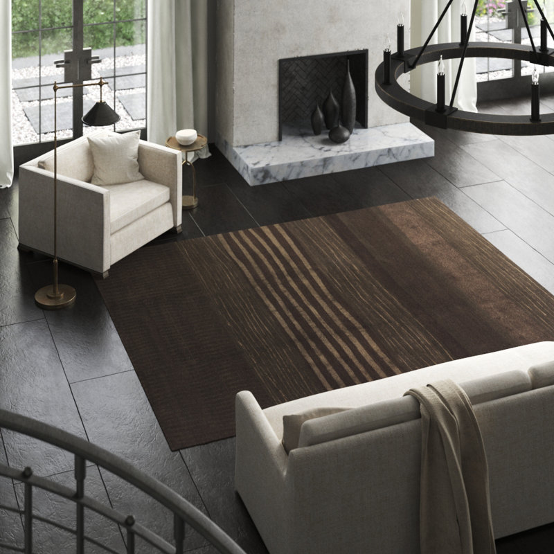 Rayon from Bamboo Hand-Knotted Area Rug in Chocolate, Rectangle 8' x 10'