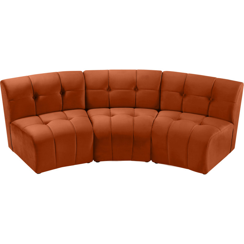 Canapé modulaire en velours de 96 po de largeur Jedson, Velours cognac