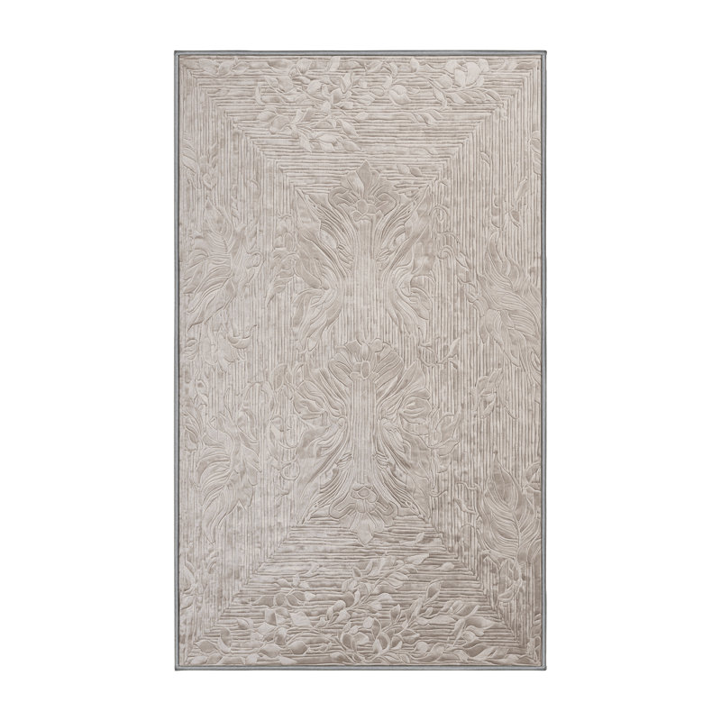 Tapis gris soyeux et moelleux, Rectangle 7 pi x 9 pi
