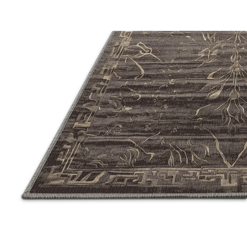 Machine Washable Gray Area Rug, Square 7'