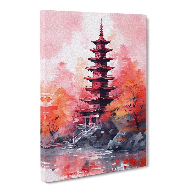 Pagoda Gestural - Wrapped Canvas, 76cm H x 50cm W x 3cm D