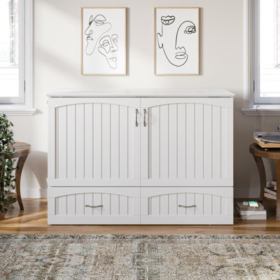 Lit escamotable avec rangement, matelas de 6 po et chargeur intégré Fabiano