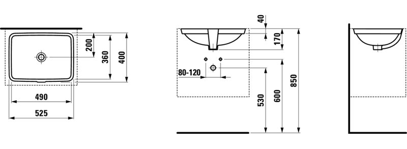 Laufen PRO S 20.87'' L Bathroom Sink, Unglazed
