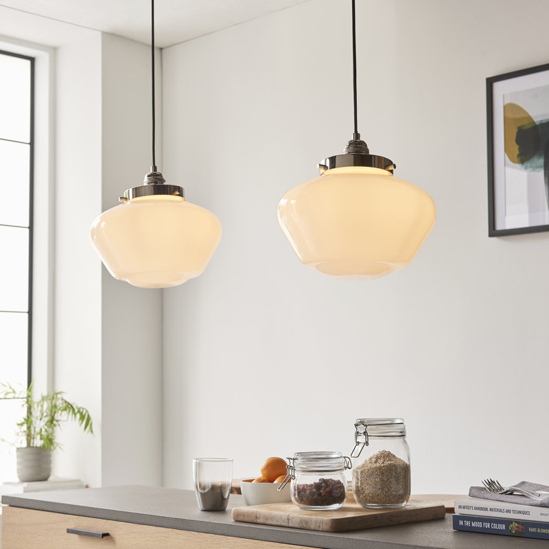 Choquette 1 - Light Schoolhouse Pendant, Brass, Opal