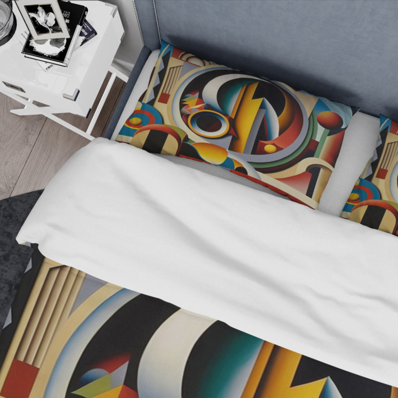 Ensemble de housse de couette circulaire en microfibre / polyester Circular Retro Dynamics II