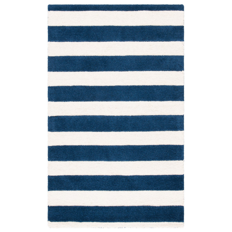 Erol Hand Tufted Wool Striped Rug, Rectangle 6' x 9'