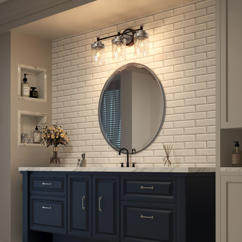 Crelake Dimmable Vanity Light, Matte Black/Brushed Nickel, 3