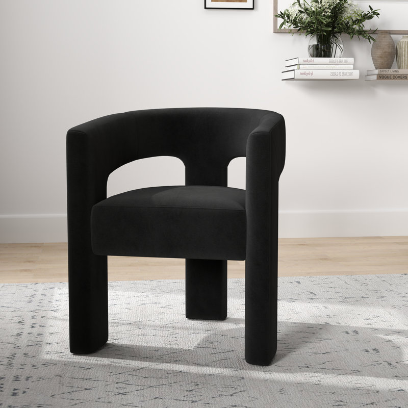 Fauteuil large en velours 24,6 po Jauier, Velours noir