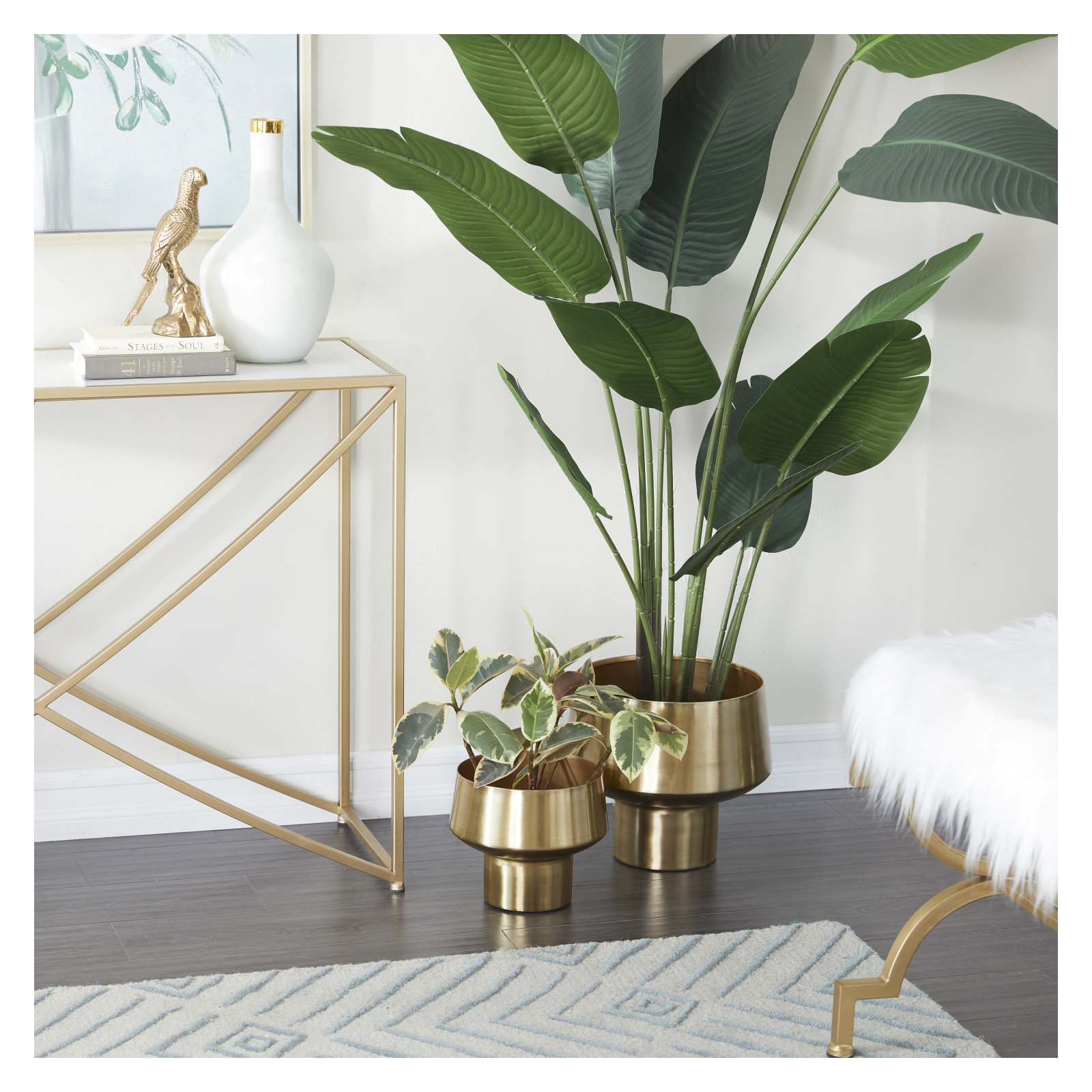 2 Piece Metal Indoor Outdoor Planter Set