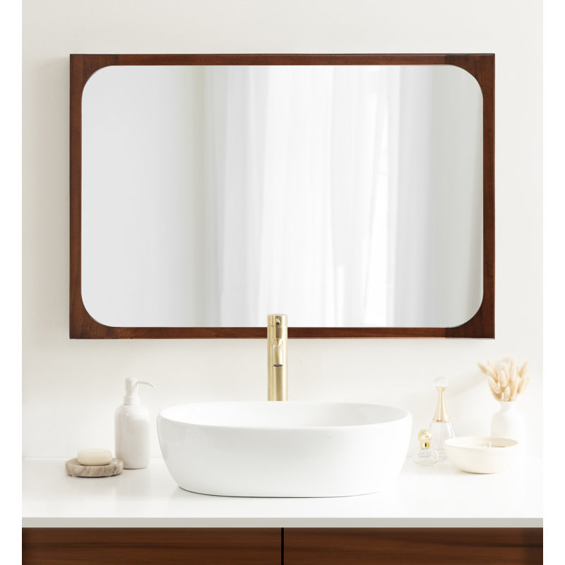 Iyonnah Solid Wood Rectangle Mirror, Brown