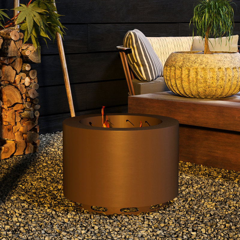 Foyer de camping sans fumée de 19 po, acier inoxydable portatif pour la cour, le patio, le pique-nique, la fumée basse, intégré avec, fosse bronze, camping, ajusté