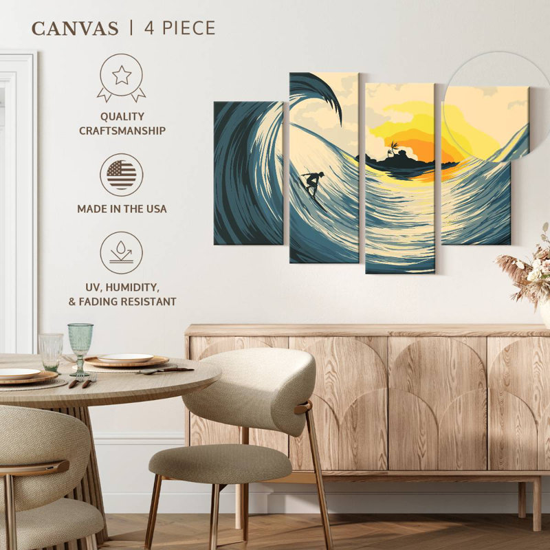 Senne Island Wave And Surfer, 48" H x 75" W