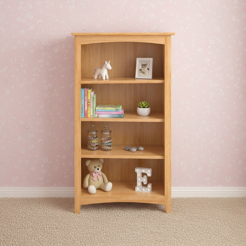 Malani 36" H Solid Wood Classic Bookcase, Natural, (4 Shelves) 48"H x 25.75"W x 12.875"D