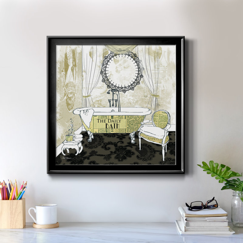 «Daily Bath», peinture sur toile encadrée, Cadre noir, H 26,5 po x l 26,5 po x P 1,5 po