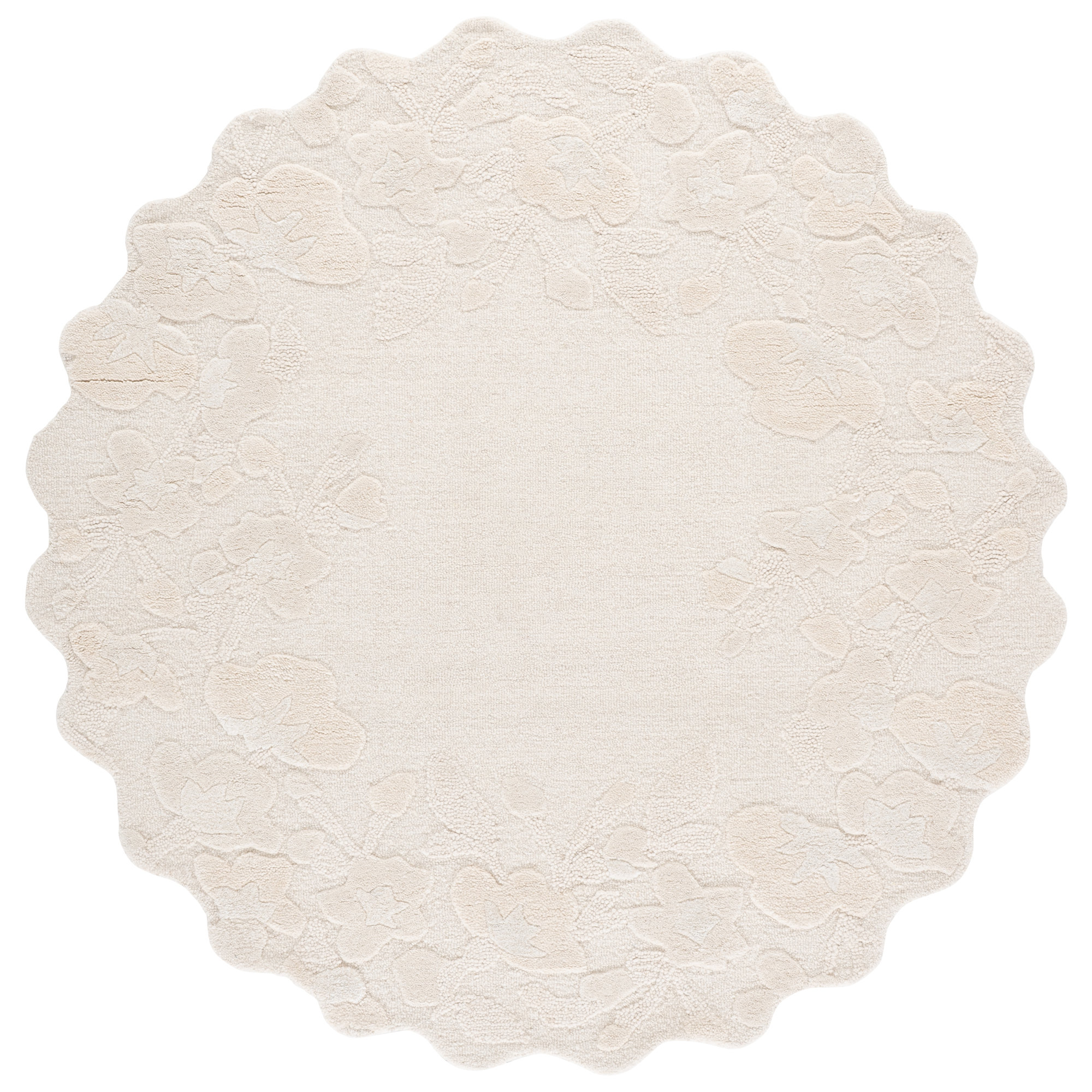 Jardin Hand Tufted Wool;Cotton Floral Indoor Rug, Round 6'