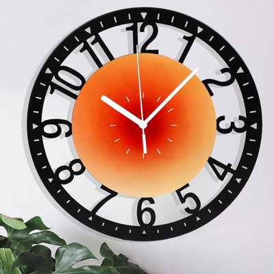 Horloge murale ronde en fer 10 po avec mouvement à quartz silencieux, chiffres arabes, impression UV