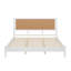 Structure de lit plateforme avec tête de lit en rotin, lit en osier avec support en lattes de bois, style bord de mer bohème, aucun sommier requis-2125965650-2125965660