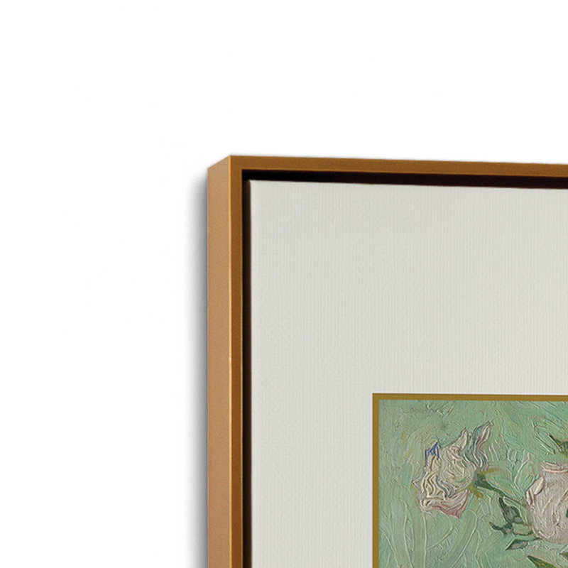 Van Gogh's Roses 1890, Cadre flottant or poli, H 18,75 po x l 12,75 po