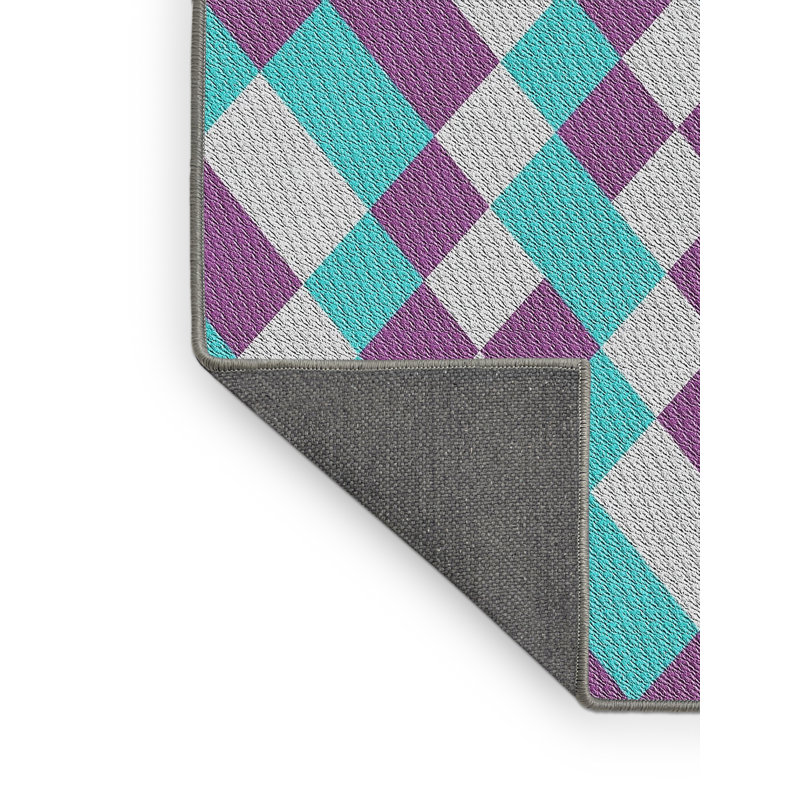 Tapis décoratif bleu géométrique Schermerhorn, Rectangle 5 pi x 7 pi