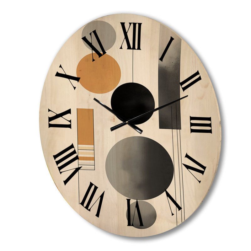 Minimal circulaire géométrique Illustration VII - horloge murale moderne surdimensionnée géométrique en bois, Grand
