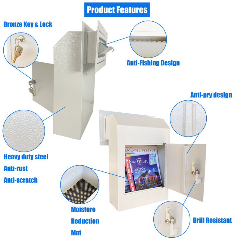 White Heavy Duty Lockable Steel Door Drop Box
