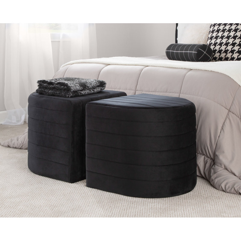Erma Velvet Ottoman, Black Velvet