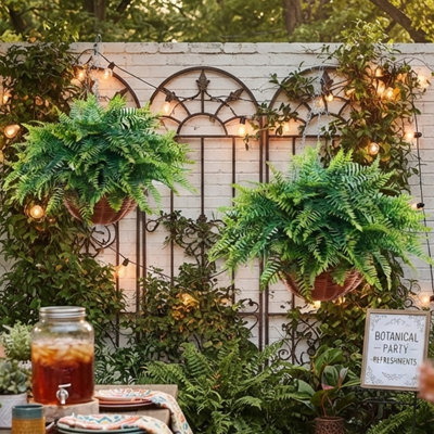 2-Pack 21.26" Artificial Hanging Boston Fern Bush Plants, UV-Resistant Faux Greenery for Indoor & Outdoor Porch Garden Decor
