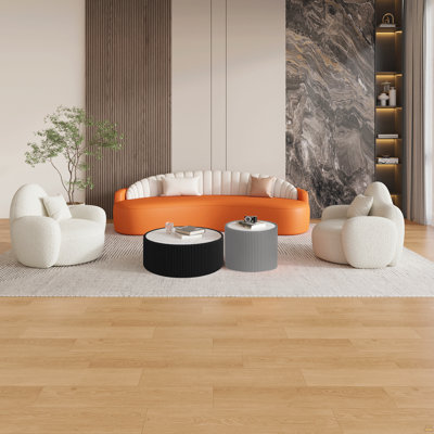 Table basse moderne en cuir fritté clair