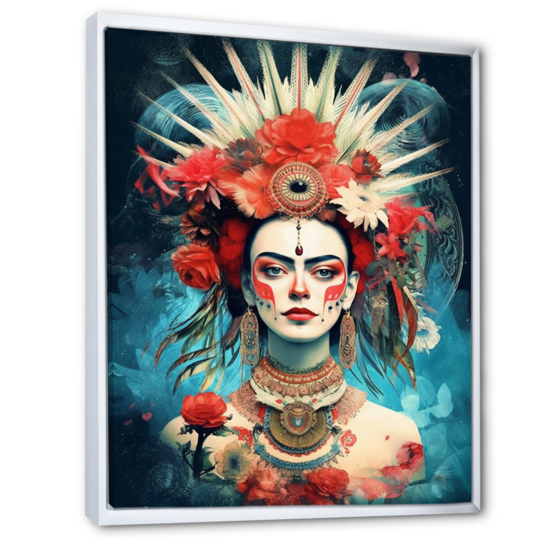 Floral Goddess II, reproduction d'art sur toile, H 20 po x l 12 po x P 1 po, Cadre flottant blanc