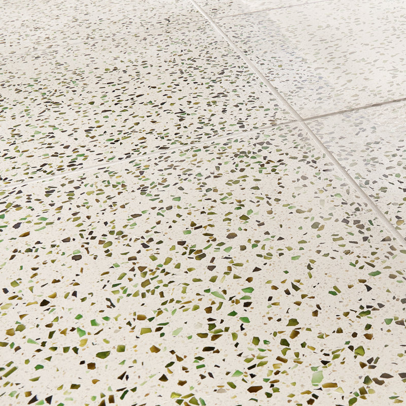 Veritas Terrazzo 16X16 Polished Terrazzo Tile, Green/Beige