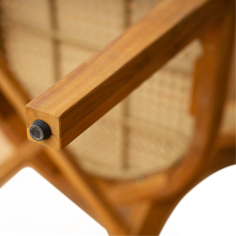 Netro Acacia Wood Dining Chair With Light Brown Wicker