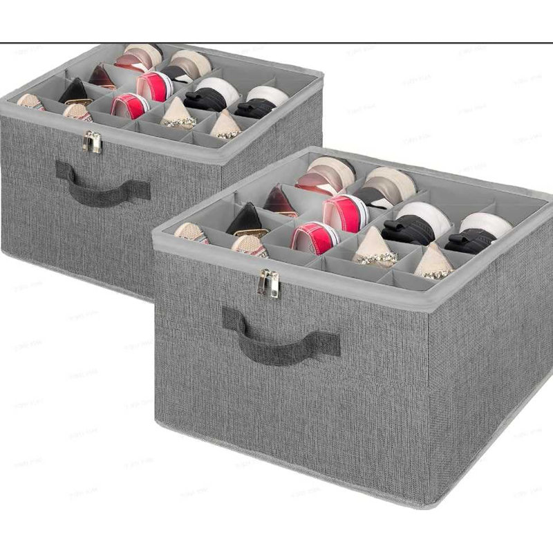 2 Pack Stackable Shoe Organisers 16 Pairs, Grey