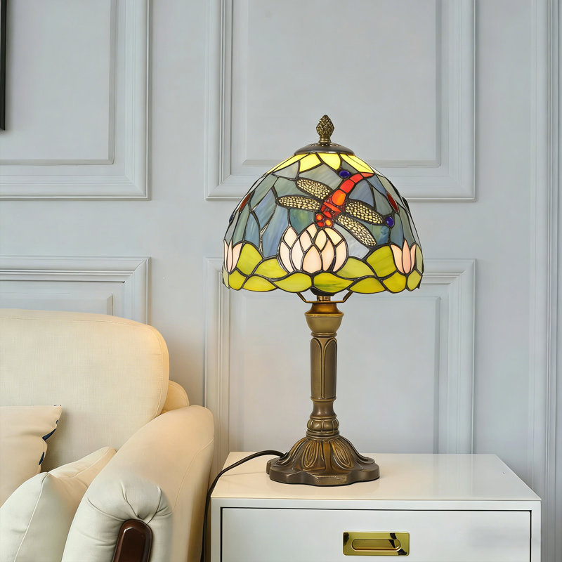Lampe de table style libellule Tiffany, lampe décorative vitrail H 14,2 po avec ampoule E26