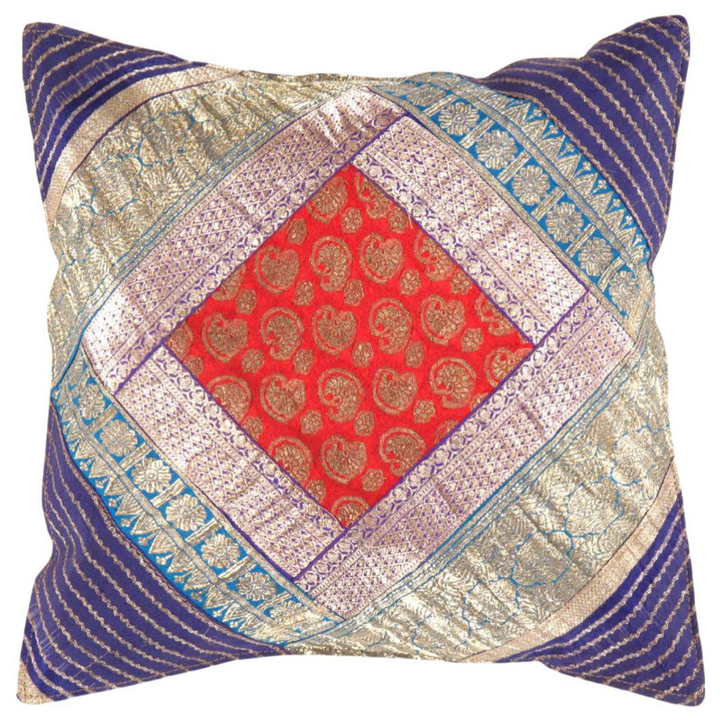 Square Pillow Cover, Blue/Red