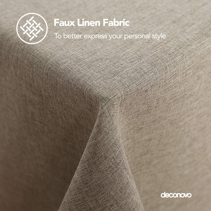 Wrinkle Resistant Waterproof Linen Look Tablecloth, 102" L x 54" W, Khaki