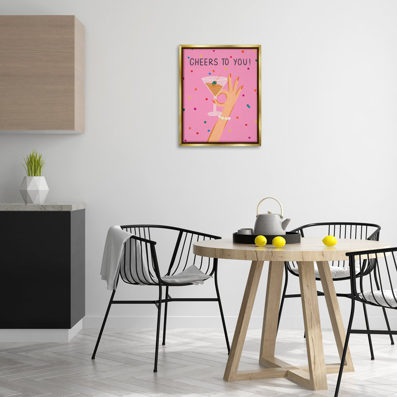  Cheers To You, art mural encadré sur toile Martini par Deborah Curiel, H 21 po x l 17 po, Cadre flottant métallique doré