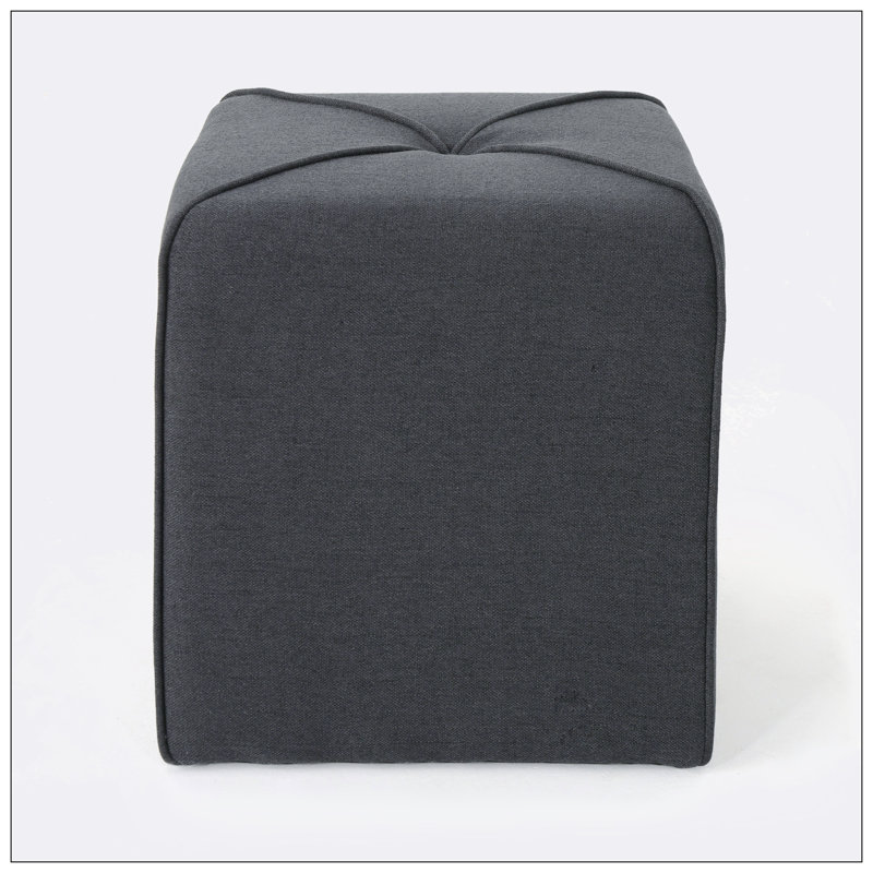 Cassella Upholstered Ottoman, Charcoal Gray Performance Basketweave