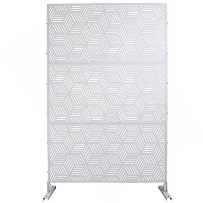Écran d'intimité extérieur et intérieur en métal H 76 po x l 48 po, écran d'intimité décoratif autoportant pour terrasse de balcon de terrasse, panneaux de clôture d'intimité pour jardin extérieur PS116 BLANC