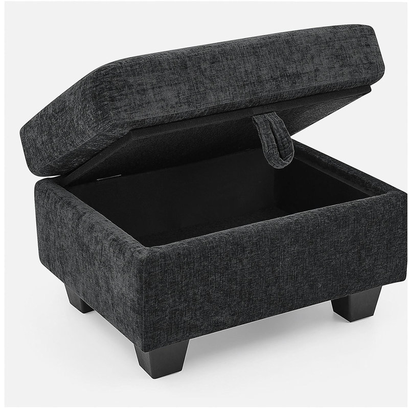Single sofa recliner with manually adjustable backrest, USB charging port on the armrest side, phone stand included, hidden armrest storage, and a matching storage ottoman-Black