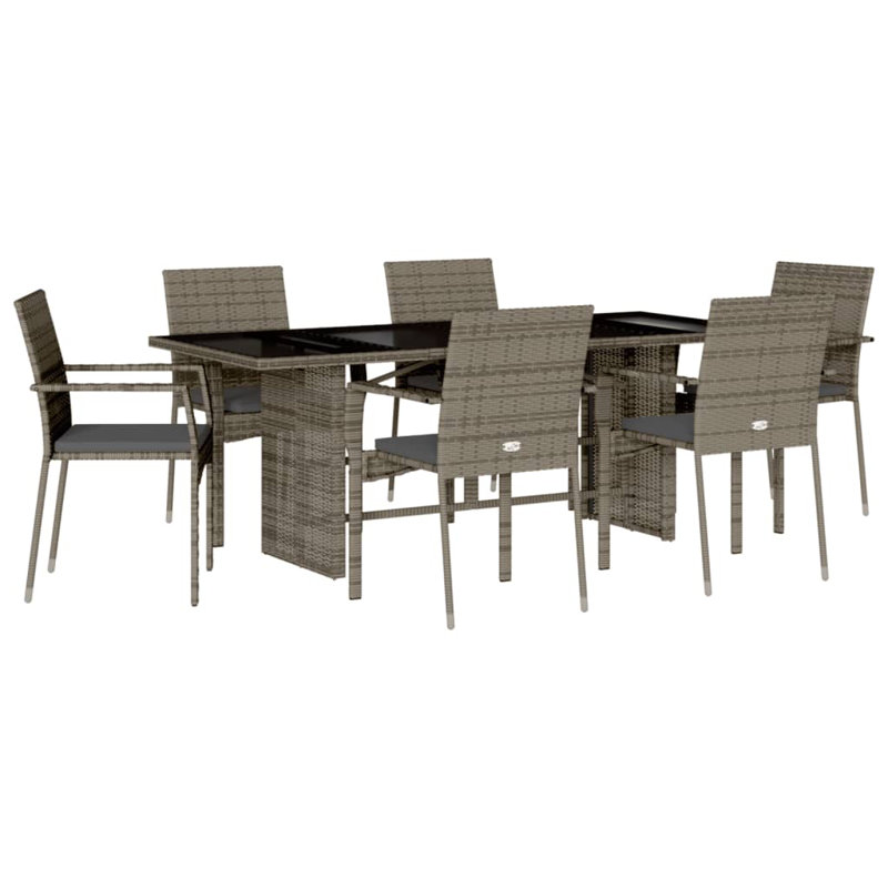  Garden Dining Set Grey Poly Rattan Large Removable Covers