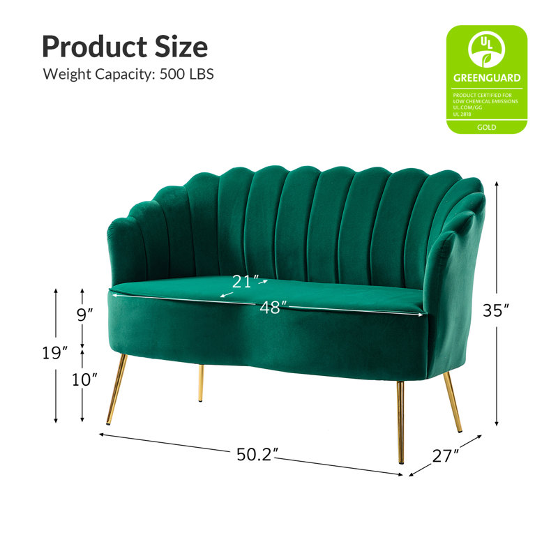 Causeuse Hendrix, Velours vert