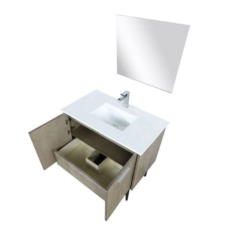 Meuble-lavabo de salle de bain 36 po X P 20 po P, comptoir en marbre de culture, ensemble de robinet et robinet de 28 po Miroir