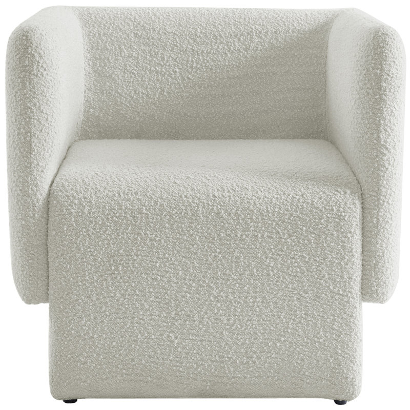 Alysun 31" W Boucle Fabric Armchair, Cream Boucle Fabric