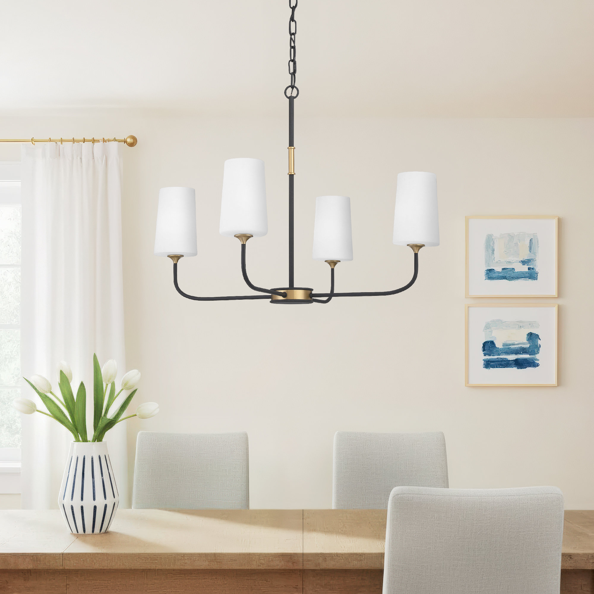 4 - Light Metal Dimmable Chandelier, 96.5" H x 29" W x 29" D